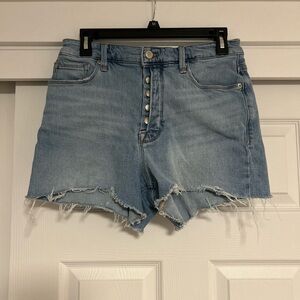 Good American Blue Jean Shorts High-Waisted Distressed